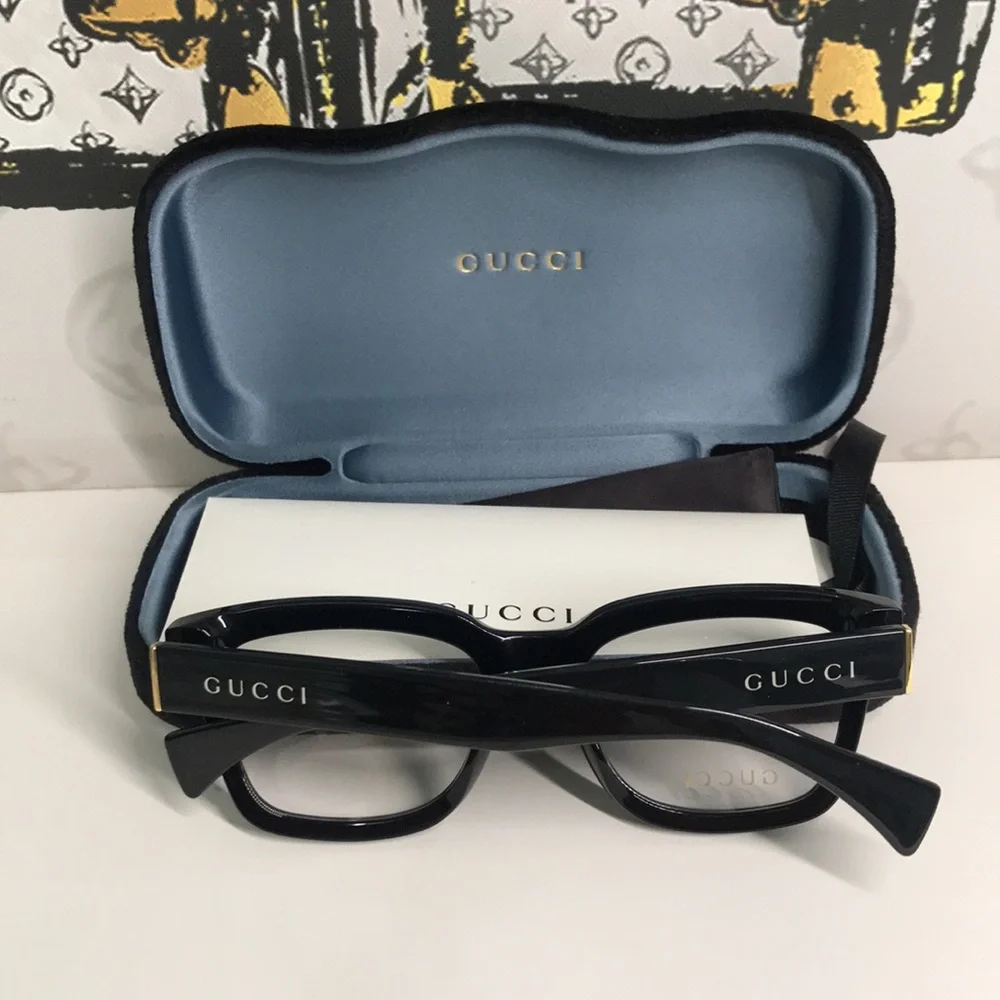 ✨ Luxury New Authentic Gucci GG1138O 001 Black Square Eyeglasses ✨